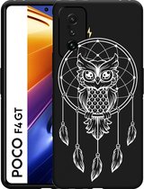Xiaomi Poco F4 GT Hoesje Zwart Dream Owl Mandala White - Designed by Cazy