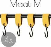 4x Leren S-haak hangers - Handles and more® | GEEL - maat M (Leren S-haken - S haken - handdoekkaakje - kapstokhaak - ophanghaken)