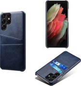 Samsung Galaxy S22 Plus Telefoonhoesje | PU Leren Back Cover | Pasjeshouder | Blauw