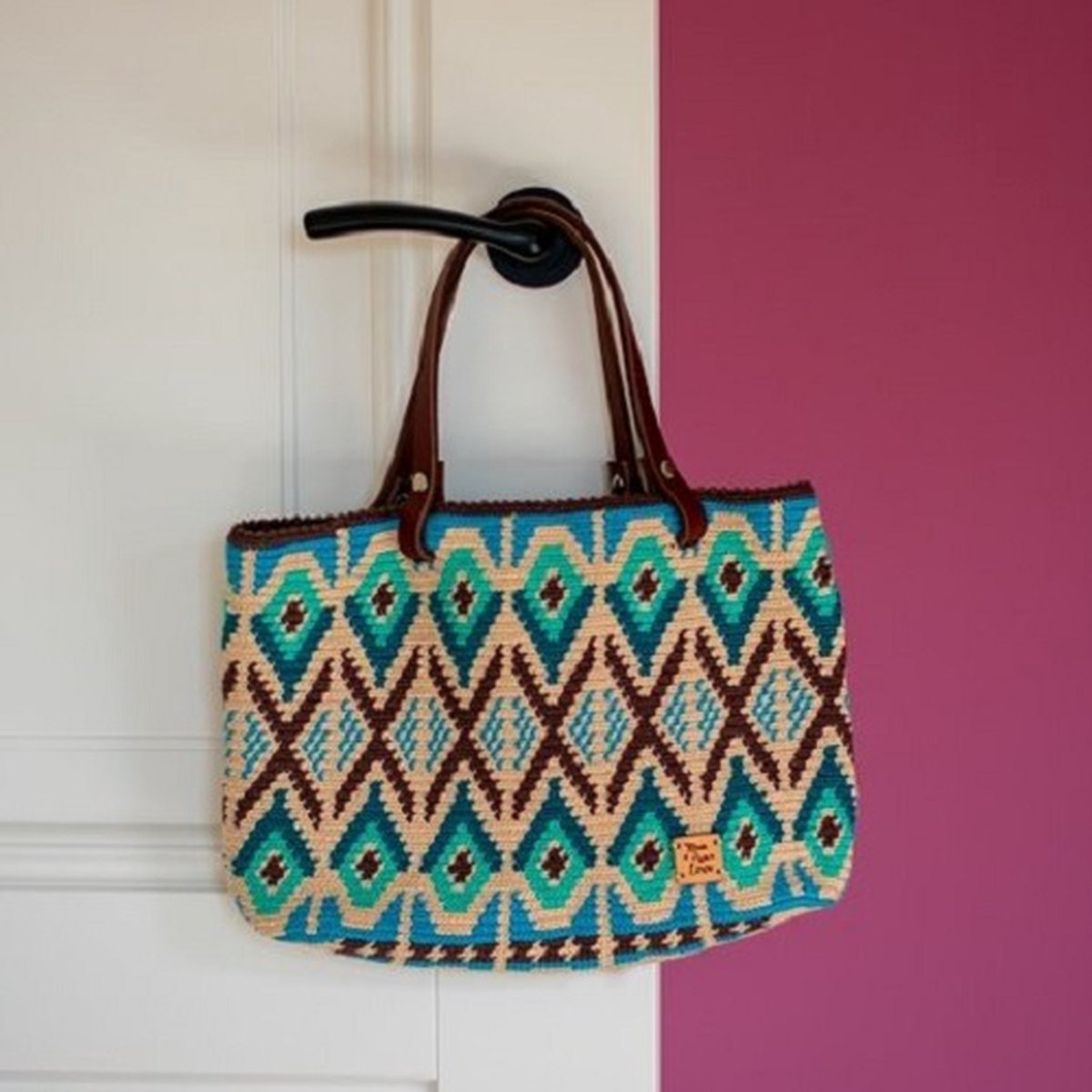 Haakpakket Mochila tasje ovaal blauw