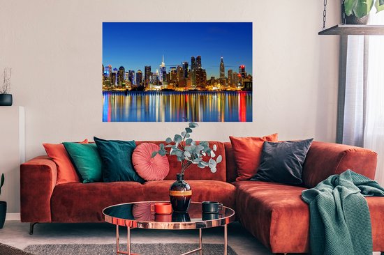 Affiche New York Skyline Night 120x80 cm - Tirage photo sur Poster (décoration murale salon / chambre) / Affiche Villes