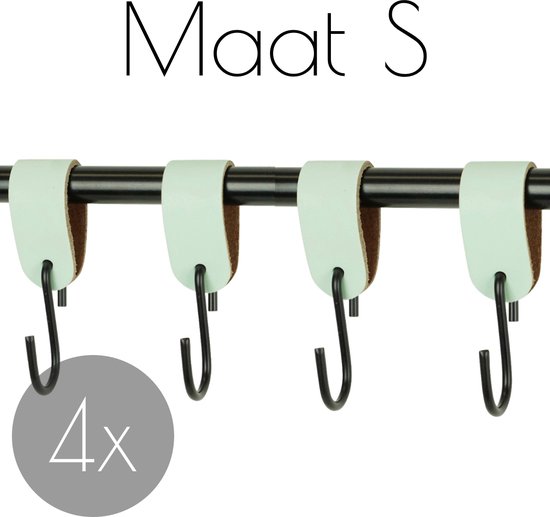 4x S-haak hangers - Handles and more® | MINT - maat S (Leren S-haken - S haken - handdoekkaakje - kapstokhaak - ophanghaken)