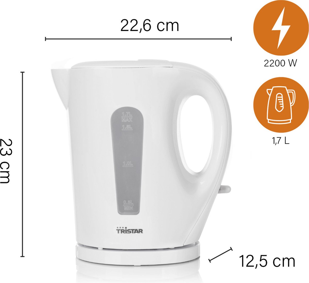 Tristar Waterkoker WK-3380 - 2200W - 1,7L - Automatisch uitschakelen - Wit — afbeelding 5