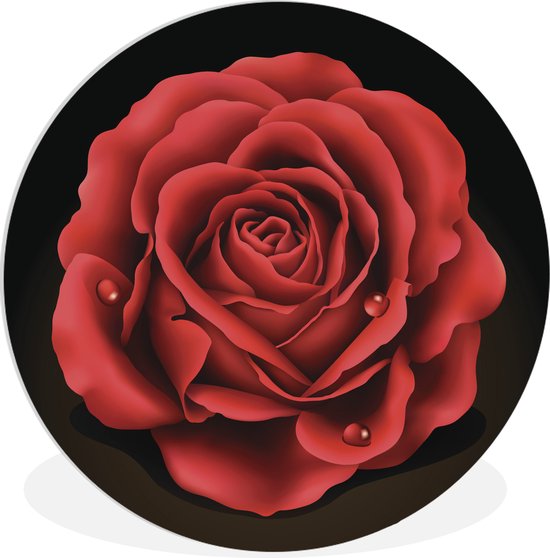 Une illustration des grandes fleurs rouges de la pivoine Assiette en plastique cercle mural ⌀ 120 cm - impression photo sur cercle mural / cercle vivant (décoration murale) XXL / Groot format!