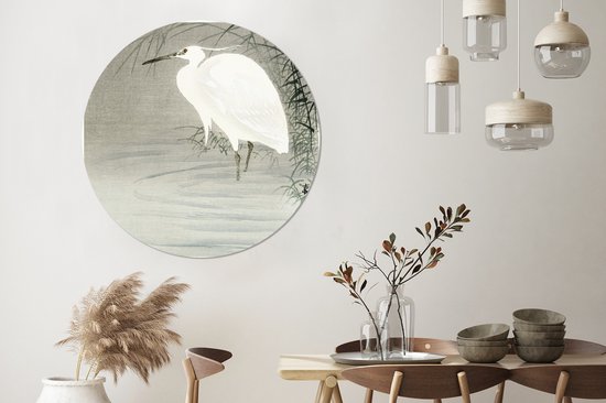 Wall Circle - Indoor Wall Circle - Grande Aigrette - Peinture par Ohara Koson - ⌀ 120 cm - Décoration murale - Peintures Ronds XXL