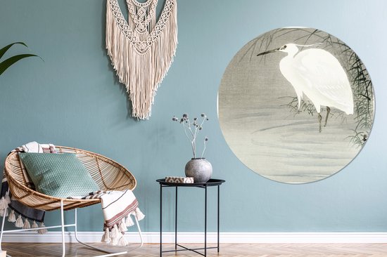 Wall Circle - Indoor Wall Circle - Grande Aigrette - Peinture par Ohara Koson - ⌀ 120 cm - Décoration murale - Peintures Ronds XXL