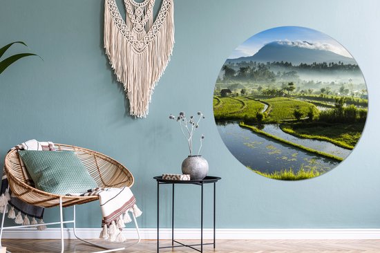 Rizières de Tirtagangga en Indonésie Assiette en plastique cercle mural ⌀ 120 cm - impression photo sur cercle mural / cercle vivant (décoration murale)