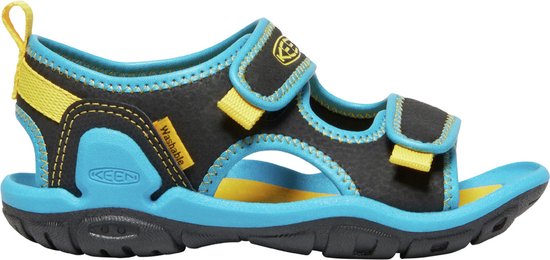 Keen Knotch Creek Younger Kids' Open-Toe Sandalen Black/Vivid Blue | Blauw | Nylon | Maat 24 | K1025648