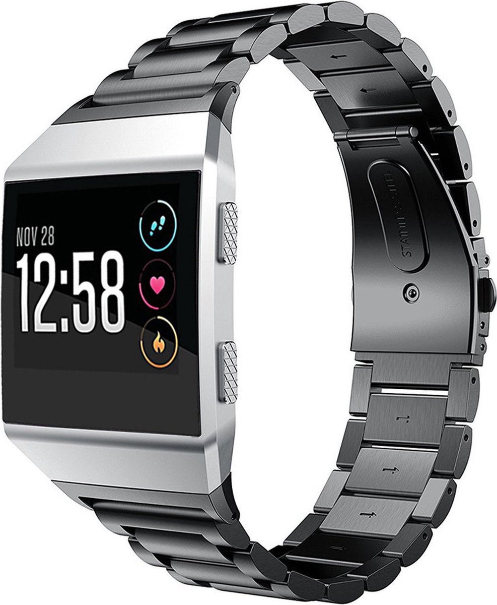 RVS bandje - zwart, geschikt voor Fitbit Ionic