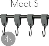 4x S-haak hangers - Handles and more® | DONKERGRIJS - maat S (Leren S-haken - S haken - handdoekkaakje - kapstokhaak - ophanghaken)