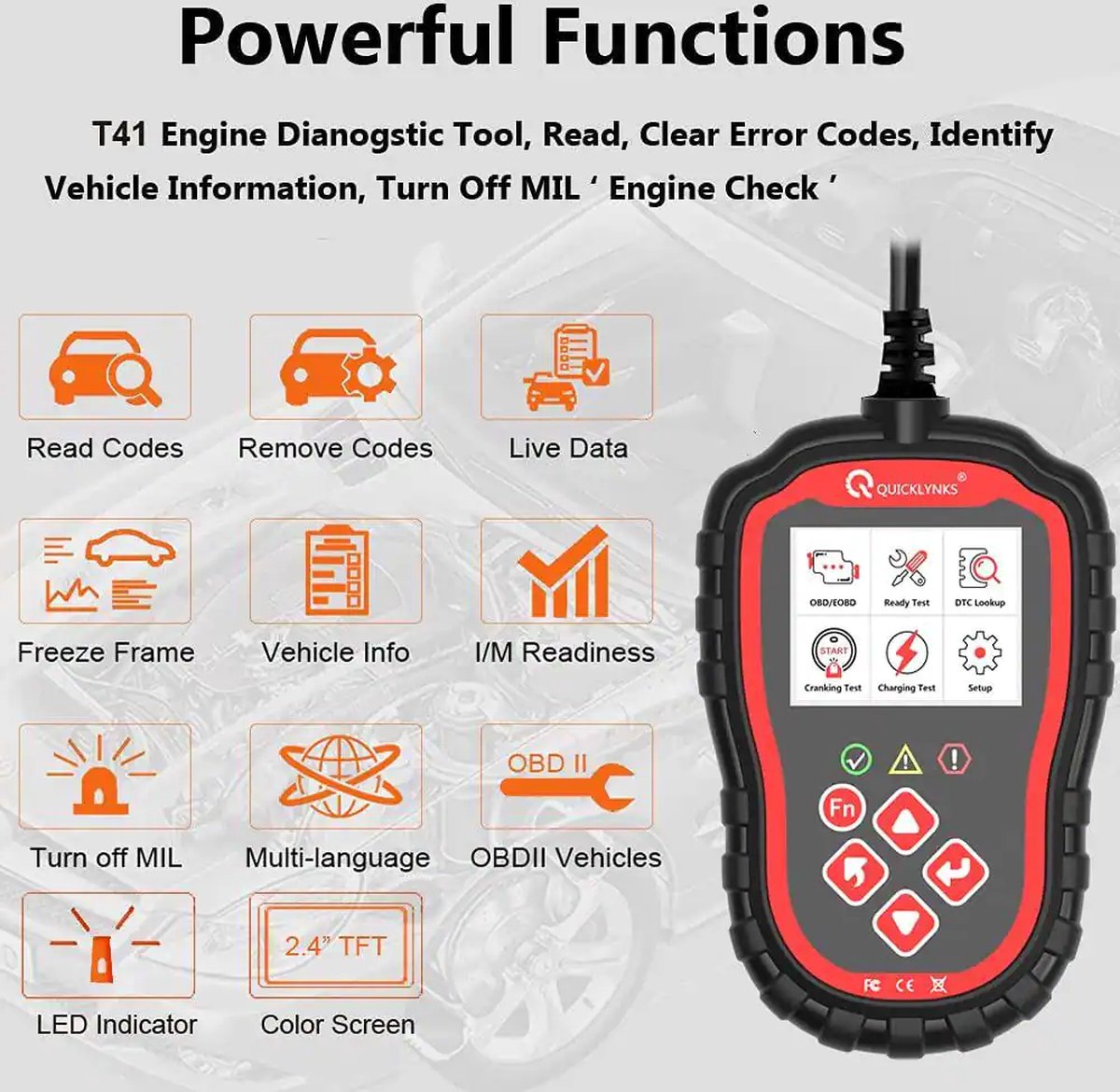 IGOODS OBD2 Scanner - OBD2 Scanner voor Auto - Storing Zoeken - Diagnosecomputer - Uitleesapparatuur - Plug & Play - Zwart thumbnail 6