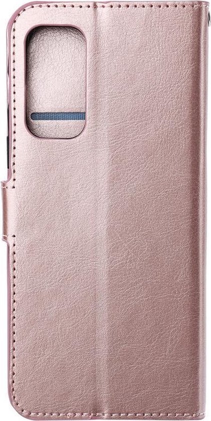 Oppo A76 cover book case + 2 pièces Protecteur d'écran en Glas or rose