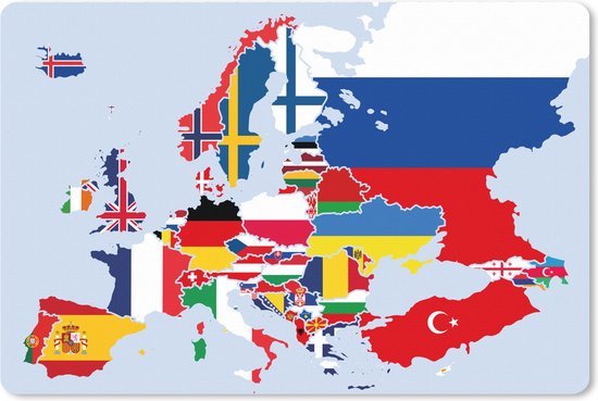 XL muismat met kaart van Europa, waarbij elk land is weergegeven met zijn vlag.
