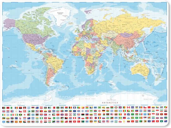 Tapis de souris XXL - Sous-main - Tapis de bureau - Monde - Carte - Couleurs - Drapeau - 80x60 cm - Tapis de souris XXL