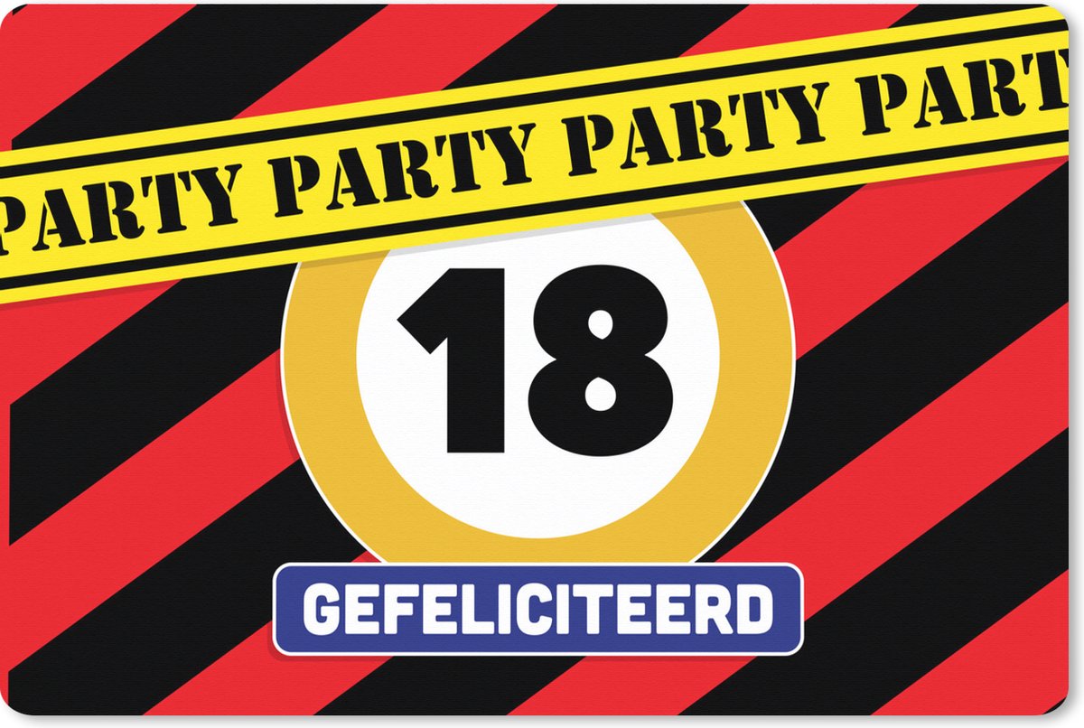 Muismat XXL 120x80 cm - Bureau onderlegger - Bureau mat Verjaardag - 18 Jaar - Gefeliciteerd - Bureaumat - Gaming mousepad xl - Bureaulegger groot - Computer deskmat