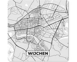 Muismat XXL 40x40 cm - Bureau onderlegger - Bureau mat Stadskaart - Wijchen - Grijs - Wit - Bureaumat - Gaming mousepad xl - Bureaulegger groot - Computer deskmat