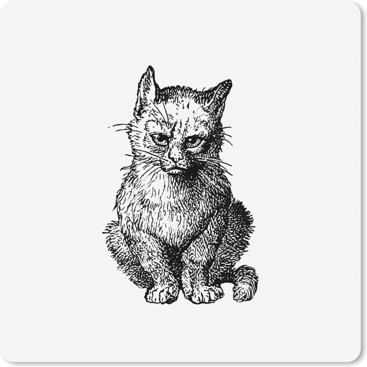 Muismat XXL 40x40 cm - Bureau onderlegger - Bureau mat Retro - Kat - Dieren - Bureaumat - Gaming mousepad xl - Bureaulegger groot - Computer deskmat