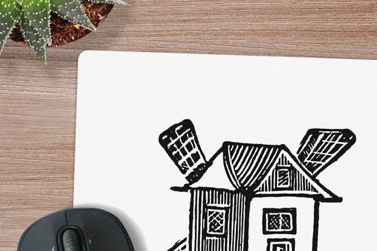 Muismat XXL 40x40 cm - Bureau onderlegger - Bureau mat Retro - Vintage - Windmolen - Bureaumat - Gaming mousepad xl - Bureaulegger groot - Computer deskmat