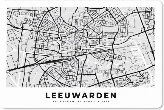 Muismat XXL 120x80 cm - Bureau onderlegger - Bureau mat Stadskaart - Nederland - Leeuwarden - Bureaumat - Gaming mousepad xl - Bureaulegger groot - Computer deskmat