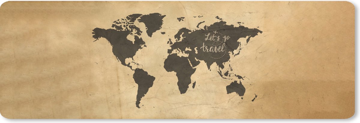 Muismat XXL 90x30 cm - Bureau onderlegger - Bureau mat Wereldkaart - Vintage - Quotes - Bureaumat - Gaming mousepad xl - Bureaulegger groot - Computer deskmat