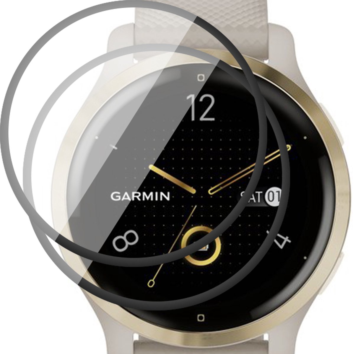 Screenprotector geschikt voor Garmin Venu 2S - Flexibele Full Screen Protector - 2 Stuks