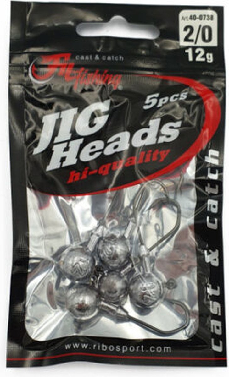 Jighead - 10g - Haakmaat 2/0 - 5 stuks - Loodkop voor Roofvissen - voor kunstaas Shads & Softbaits