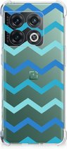 GSM Hoesje OnePlus 10 Pro Trendy Telefoonhoesjes met transparante rand Zigzag Blauw