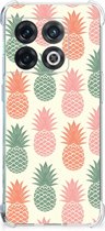 Backcase TPU Siliconen Hoesje OnePlus 10 Pro Telefoon Hoesje met doorzichtige rand Ananas
