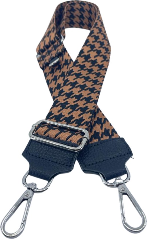 Schoudertas band - Hengsel - Bag strap - Fabric straps - Boho - Chique - Chic - Oranje gecombineerd met zwart