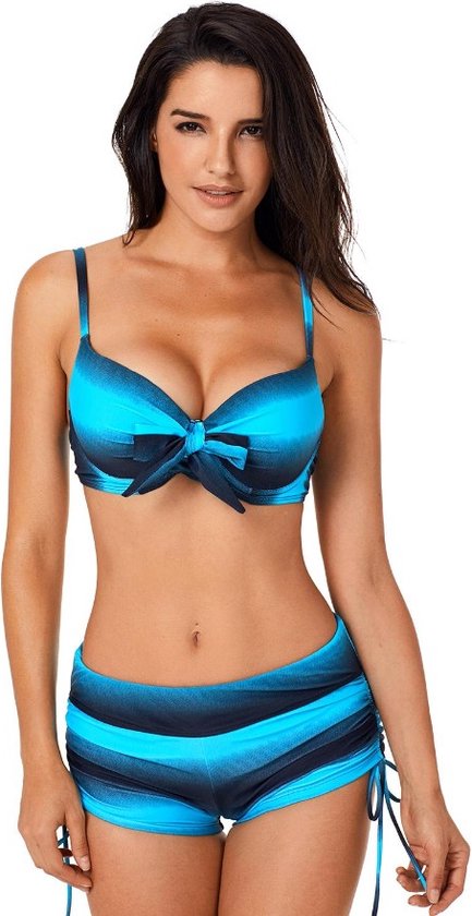 Bikini 2-Delig Push-up - Blauw Zwart - Buse - Maat XL