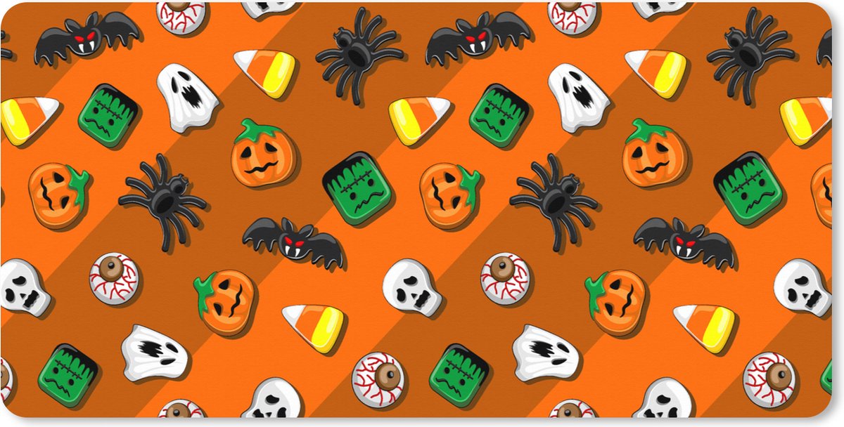 Muismat XXL 80x40 cm - Bureau onderlegger - Bureau mat Snoep - Halloween - Patronen - Bureaumat - Gaming mousepad xl - Bureaulegger groot - Computer deskmat