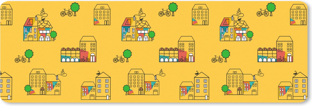 Muismat XXL 90x30 cm - Bureau onderlegger - Bureau mat Zomer - Patronen - City - Bureaumat - Gaming mousepad xl - Bureaulegger groot - Computer deskmat