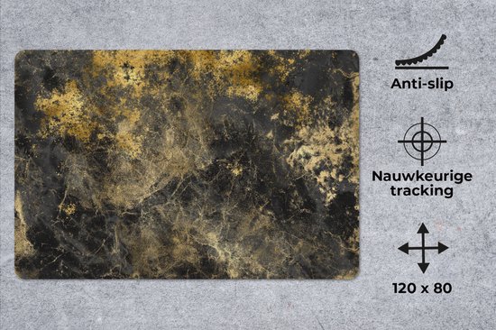 Tapis de souris XXL - Sous-main - Tapis de bureau - Or - Zwart - Abstrait - 120x80 cm - Tapis de souris XXL