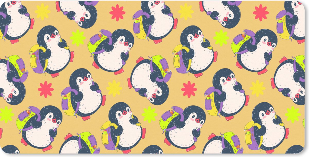 Muismat XXL 120x60 cm - Bureau onderlegger - Bureau mat Rugzak - Pinguïn - Patronen - Bureaumat - Gaming mousepad xl - Bureaulegger groot - Computer deskmat
