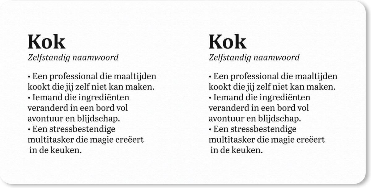 Muismat XXL 120x60 cm - Bureau onderlegger - Bureau mat Woordenboek - Koken - Kok - Betekenis - Definitie - Omschrijving - Bureaumat - Gaming mousepad xl - Bureaulegger groot - Computer deskmat