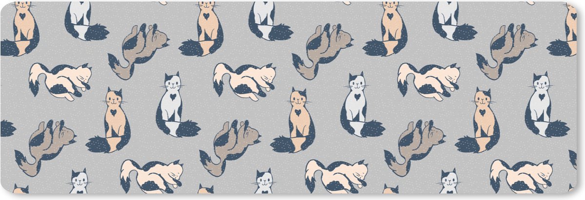 Muismat XXL 90x30 cm - Bureau onderlegger - Bureau mat Patroon - Kat - Hart - Jongens - Meisjes - Kinderen - Kindje - Bureaumat - Gaming mousepad xl - Bureaulegger groot - Computer deskmat
