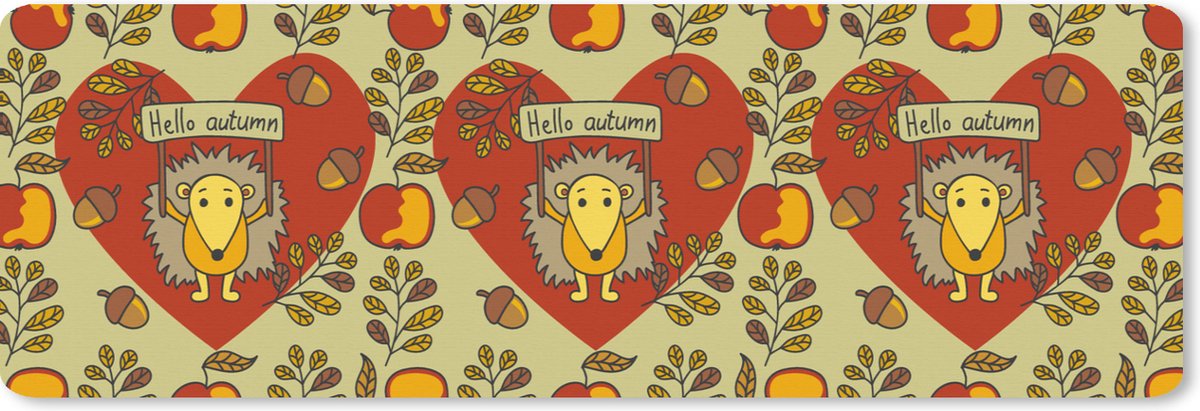 Muismat XXL 90x30 cm - Bureau onderlegger - Bureau mat Egel - Herfst - Seizoenen - Kind - Design - Bureaumat - Gaming mousepad xl - Bureaulegger groot - Computer deskmat