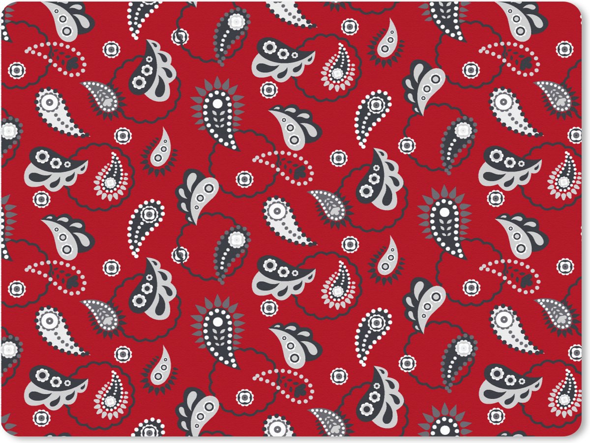 Muismat XXL 80x60 cm - Bureau onderlegger - Bureau mat Bandana - Flora - Retro - Design - Bureaumat - Gaming mousepad xl - Bureaulegger groot - Computer deskmat