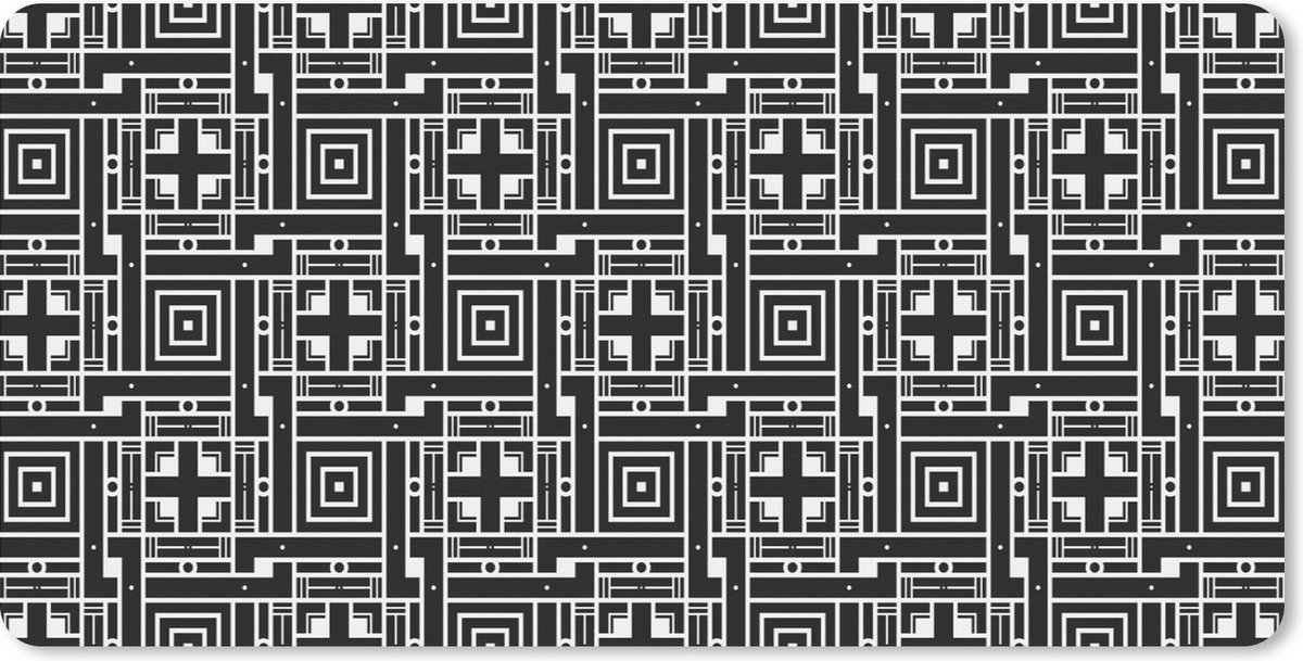 Muismat XXL 80x40 cm - Bureau onderlegger - Bureau mat Geometrie - Patroon - Zwart - Bureaumat - Gaming mousepad xl - Bureaulegger groot - Computer deskmat