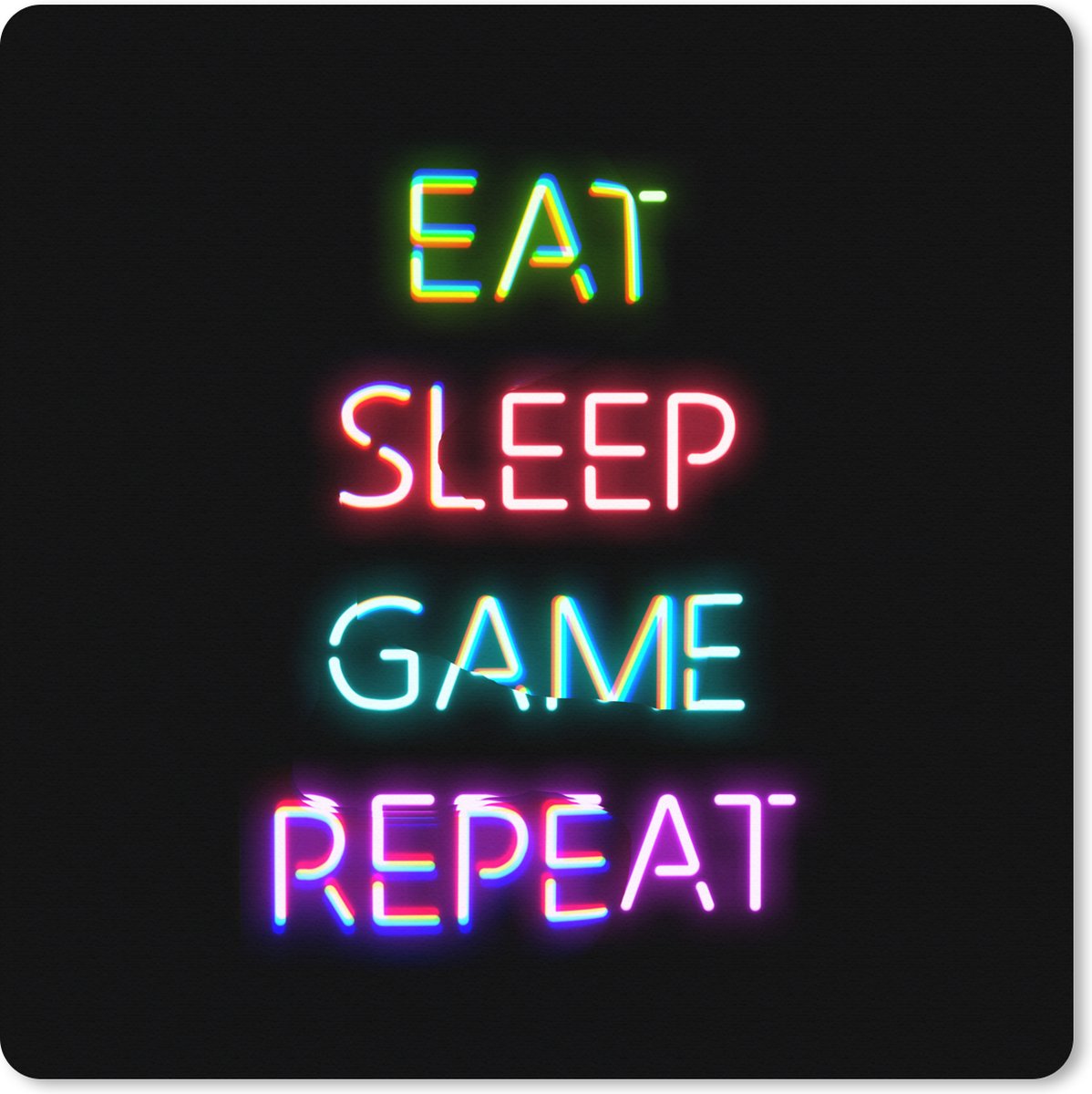 Muismat 40x40 cm - Bureaumat gaming neon quote - Computer en gameroom accessoires - Muis en bureau mat onderlegger - Game room decoratie - Bureaulegger desktop xl - Mousepad xxl - Muismatten office desk anti slip - Jongens kamer accesoires -