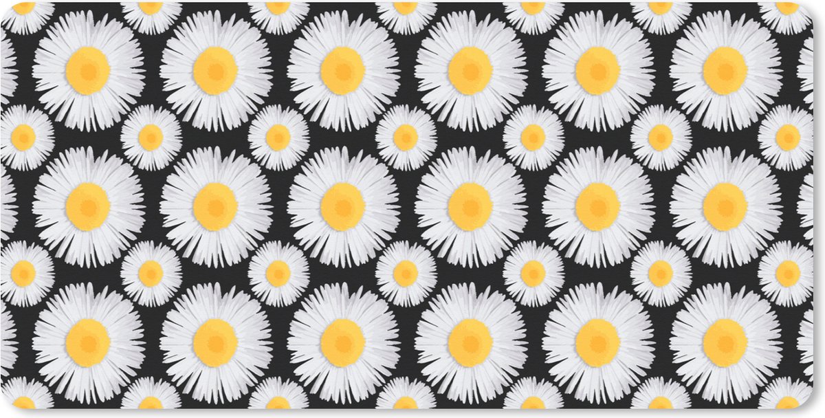 Muismat XXL 80x40 cm - Bureau onderlegger - Bureau mat Patronen - Daisy - Bloemen - Girl - Kids - Kinderen - Bureaumat - Gaming mousepad xl - Bureaulegger groot - Computer deskmat