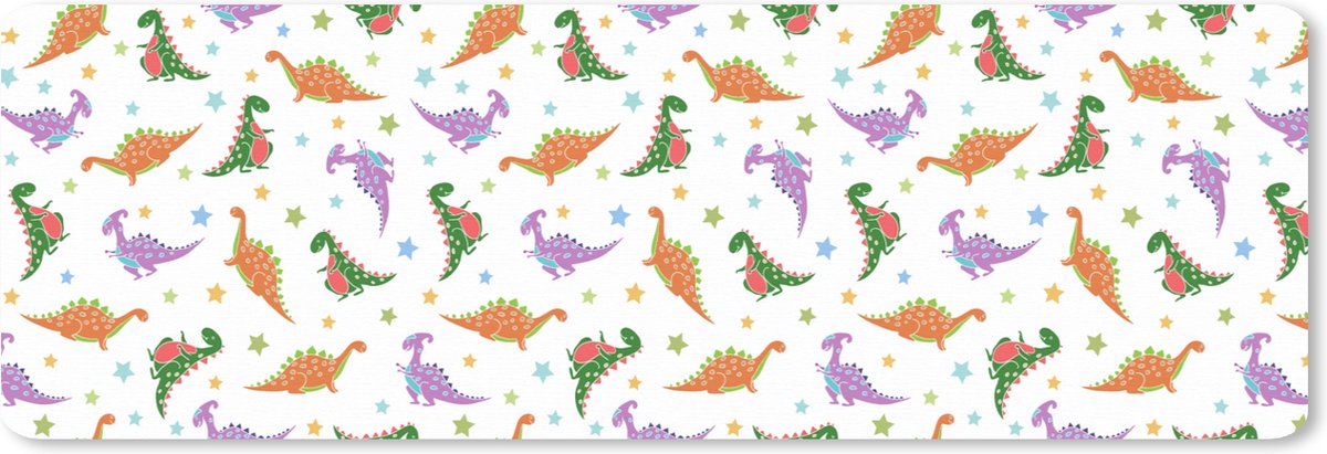 Muismat XXL 90x30 cm - Bureau onderlegger - Bureau mat Dino - Patronen - Sterren - Jongens - Meisjes - Kinderen - Kids - Bureaumat - Gaming mousepad xl - Bureaulegger groot - Computer deskmat