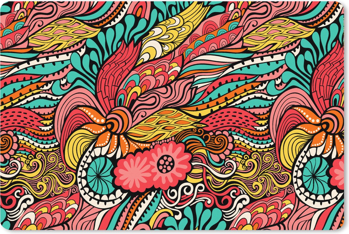 Muismat XXL 120x80 cm - Bureau onderlegger - Bureau mat Bohemian - Patronen - Bloemen - Bureaumat - Gaming mousepad xl - Bureaulegger groot - Computer deskmat