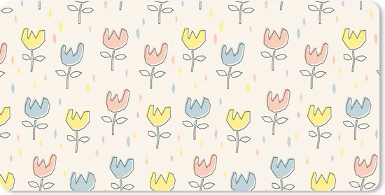 Muismat XXL 80x40 cm - Bureau onderlegger - Bureau mat Bloemen - Pastel - Geboorte - Bureaumat - Gaming mousepad xl - Bureaulegger groot - Computer deskmat