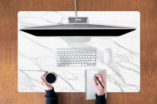 Tapis de souris XXL - Sous-main - Tapis de bureau - Marbre - Wit - Ligne - Motifs - Luxe - Aspect marbre - 120x80 cm - Tapis de souris XXL