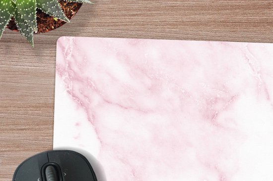 Tapis de souris XXL - Sous-main - Tapis de bureau - Marbre - Wit - Rose - Chic - Aspect marbre - 80x60 cm - Tapis de souris XXL