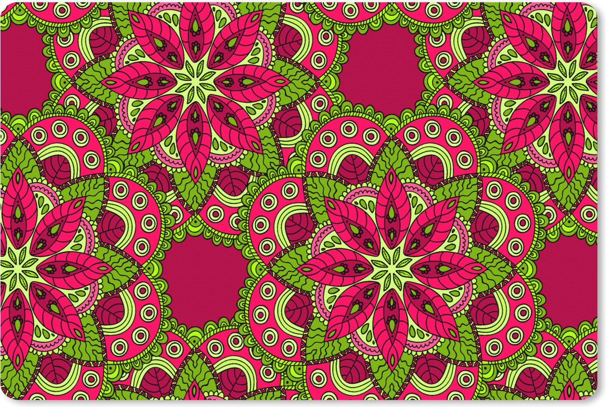 Muismat XXL 120x80 cm - Bureau onderlegger - Bureau mat Hippie - Mandala - Bloemen - Design - Bureaumat - Gaming mousepad xl - Bureaulegger groot - Computer deskmat