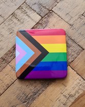 LGBTQ - Vierkante badge LGBTQIA+ 5 x 5 cm (LGBTQIA+, pride, love, LHBTI+, LHBTIQA+, gay, trans, bi, lesbo, homo)