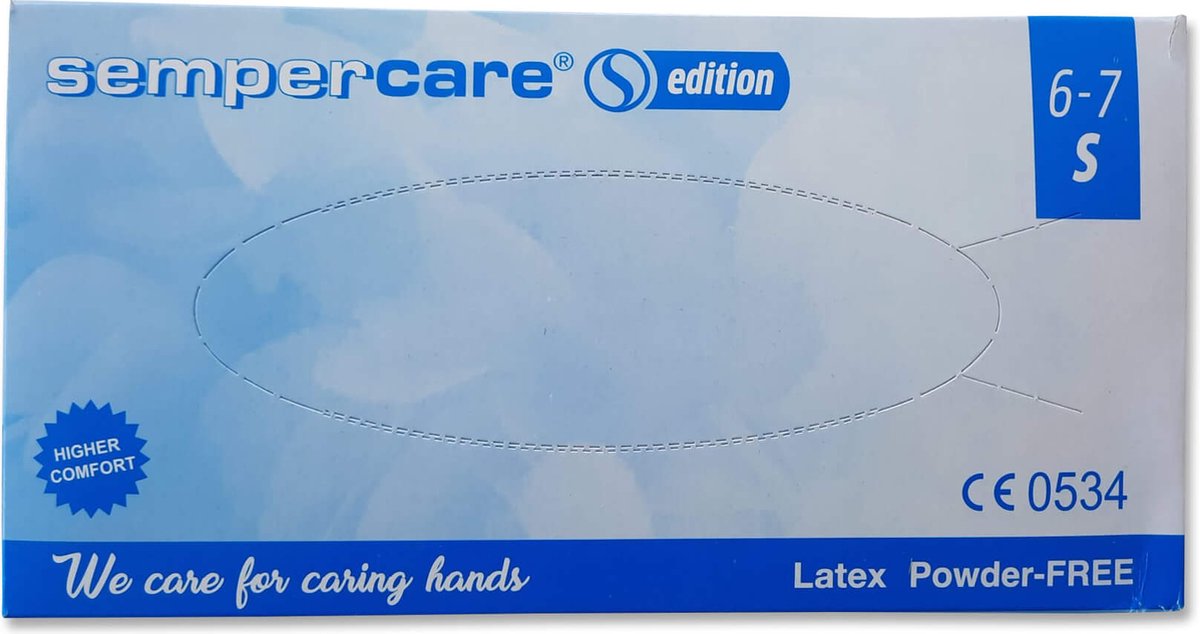 Goedkoopste Sempercare | 100 stuks Medische Latex Handschoenen | Maat S (6-7) | Ongepoederd - Poedervrij
