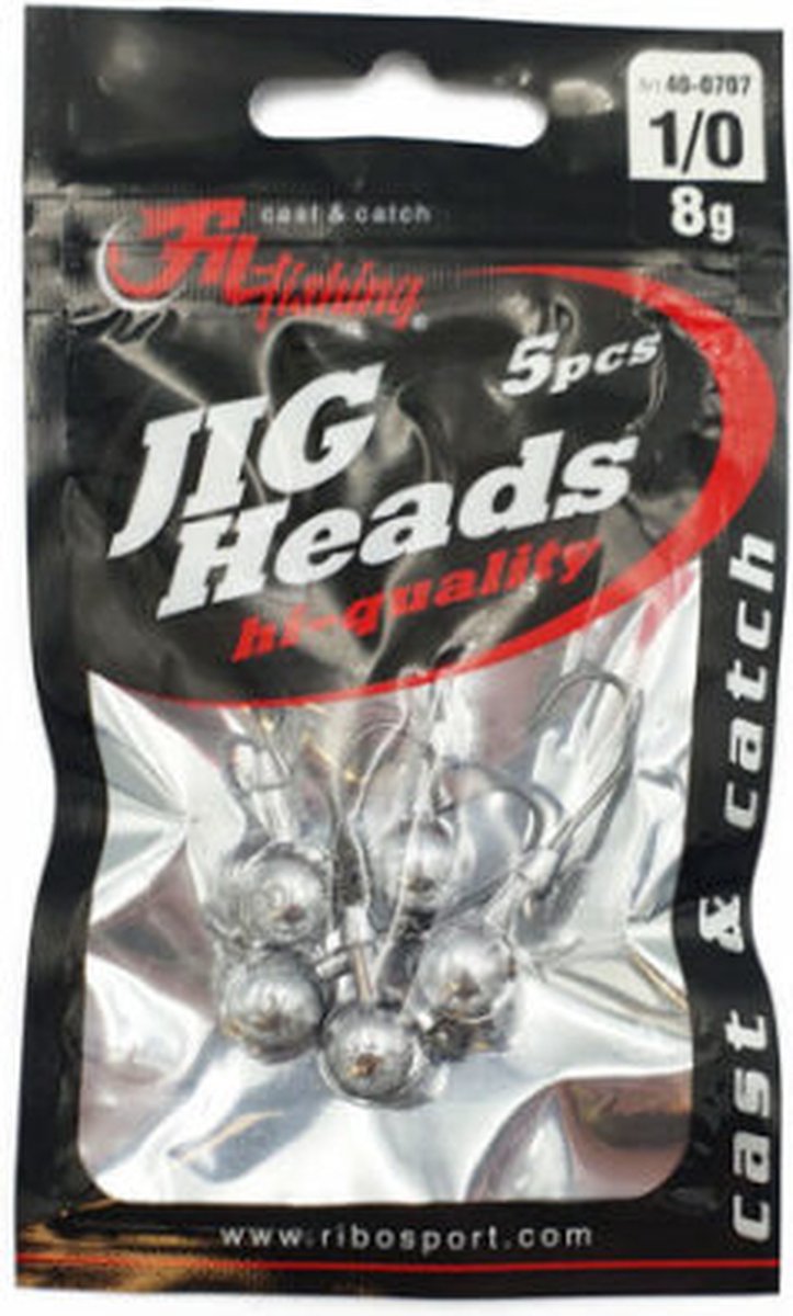 Jighead - 6g - Haakmaat 1/0 - 5 stuks - Loodkop voor Roofvissen - voor kunstaas Shads & Softbaits
